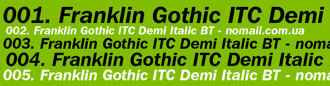 Шрифт Franklin Gothic ITC Demi Italic BT