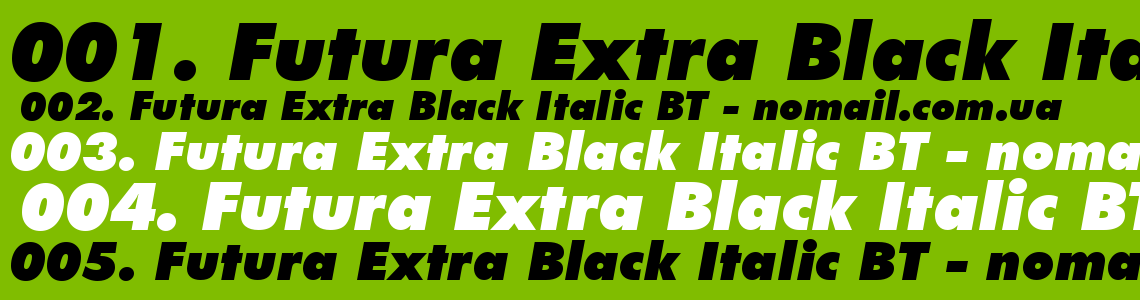 Шрифт Futura Extra Black Italic BT