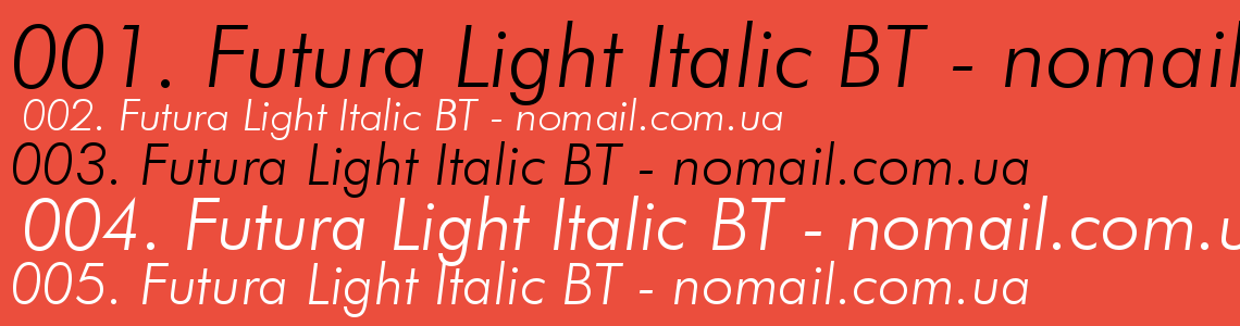 Шрифт Futura Light Italic BT