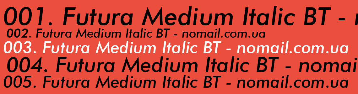 Шрифт Futura Medium Italic BT