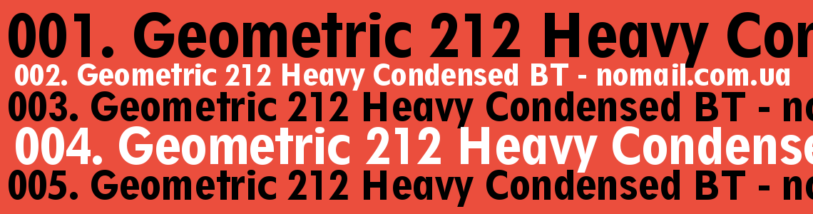 Шрифт Geometric 212 Heavy Condensed BT