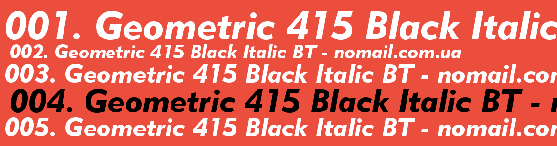 Шрифт Geometric 415 Black Italic BT