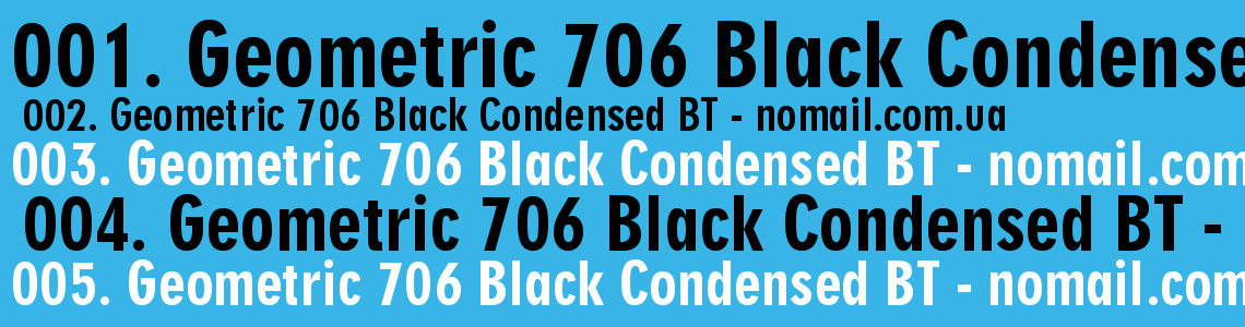 Шрифт Geometric 706 Black Condensed BT