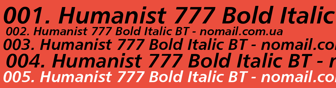 Шрифт Humanist 777 Bold Italic BT