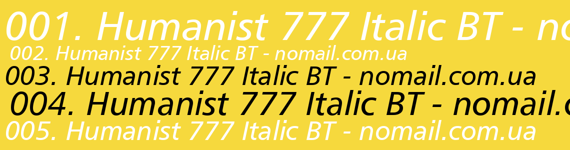 Шрифт Humanist 777 Italic BT