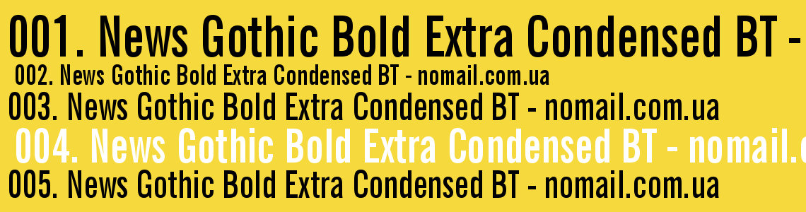 Шрифт News Gothic Bold Extra Condensed BT