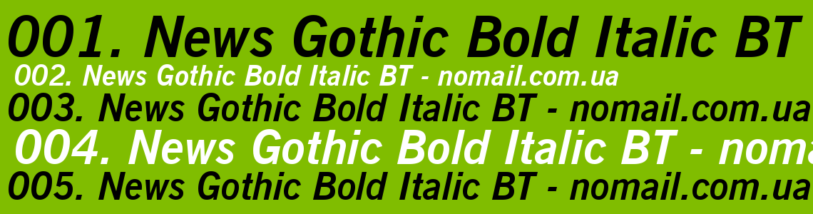 Шрифт News Gothic Bold Italic BT