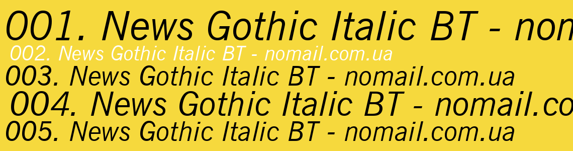 Шрифт News Gothic Italic BT