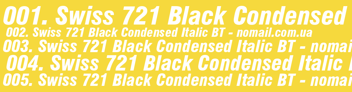 Шрифт Swiss 721 Black Condensed Italic BT