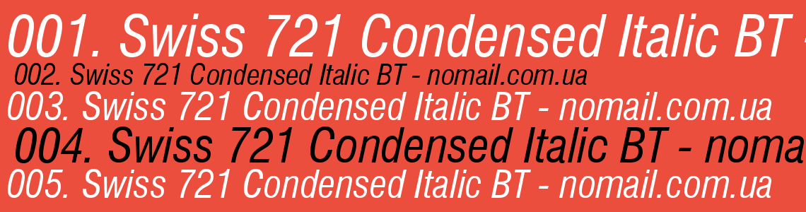 Шрифт Swiss 721 Condensed Italic BT