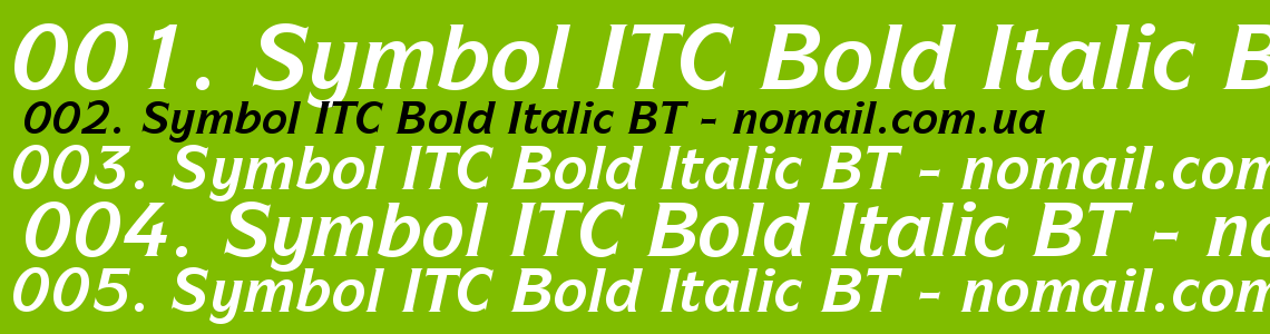 Шрифт Symbol ITC Bold Italic BT