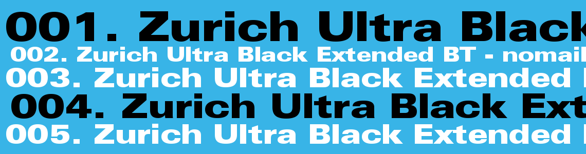 Шрифт Zurich Ultra Black Extended BT