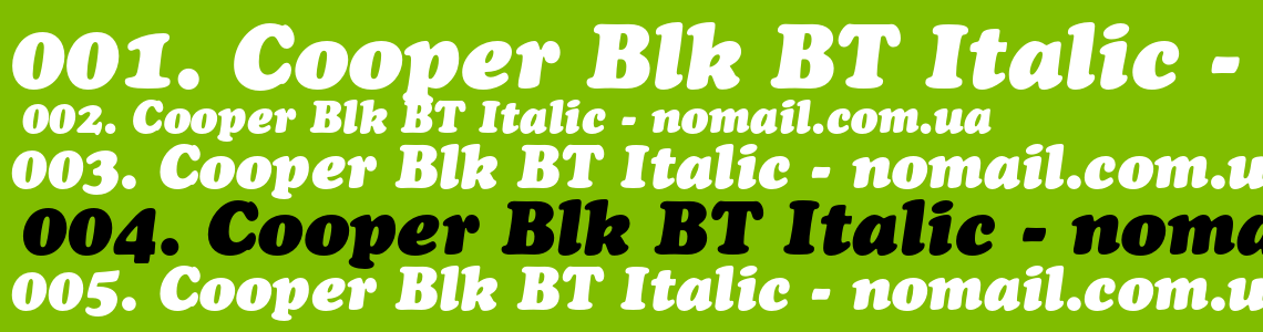 Шрифт Cooper Blk BT Italic