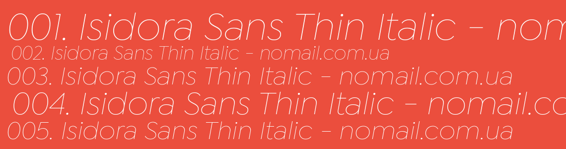 Шрифт Isidora Sans Thin Italic