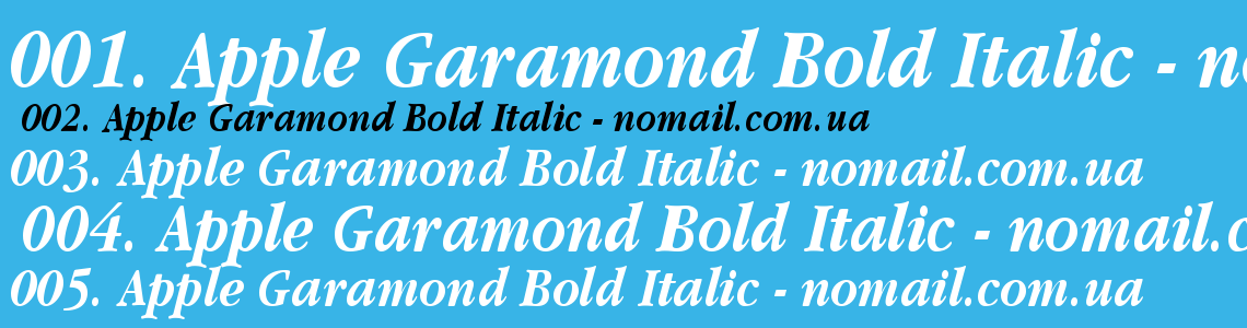 Шрифт Apple Garamond Bold Italic
