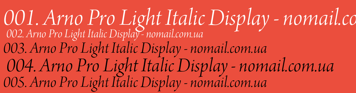 Шрифт Arno Pro Light Italic Display