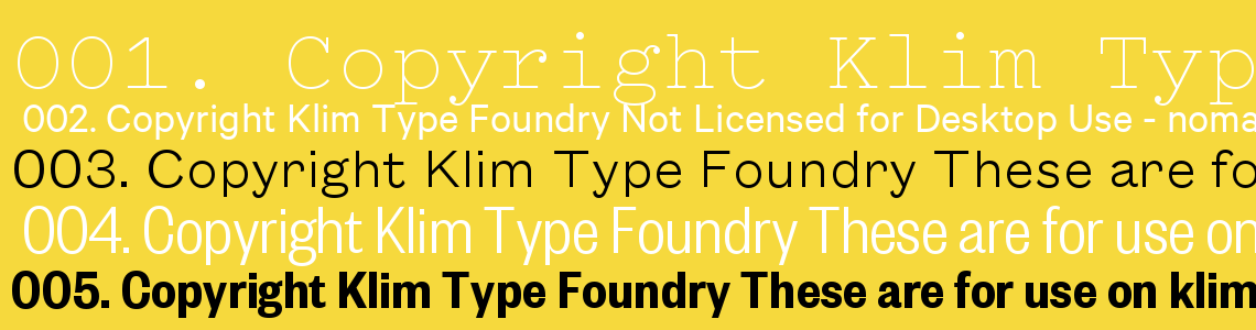 Шрифт Copyright Klim Type Foundry