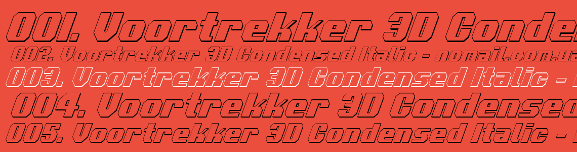 Шрифт Voortrekker 3D Condensed Italic