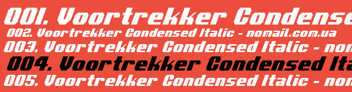 Шрифт Voortrekker Condensed Italic