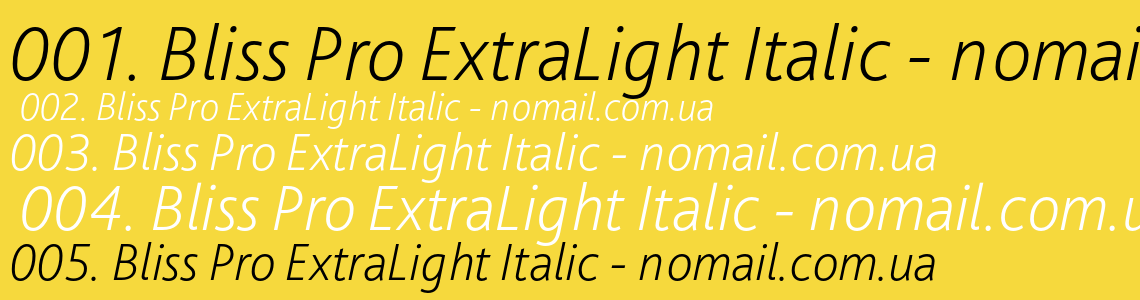 Шрифт Bliss Pro ExtraLight Italic