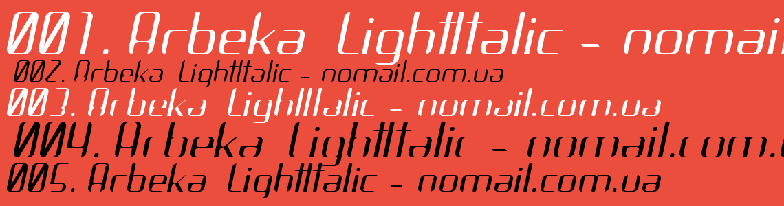 Шрифт Arbeka  LightItalic