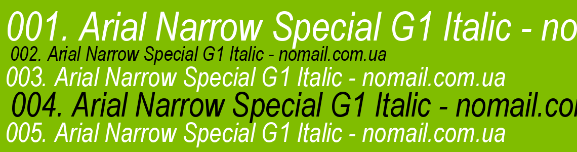 Шрифт Arial Narrow Special G1 Italic