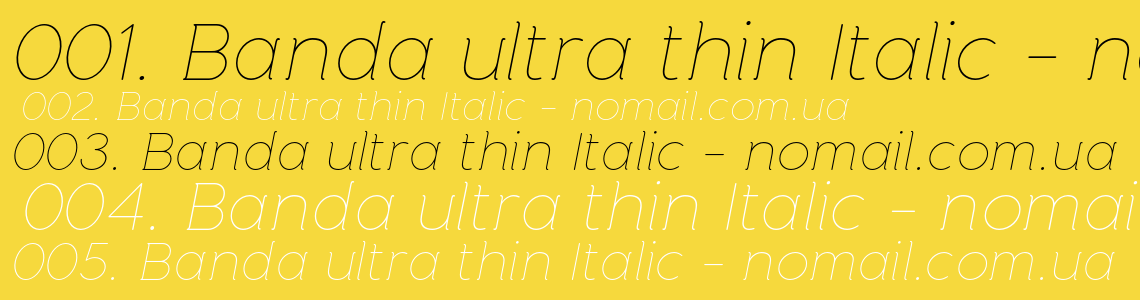 Шрифт Banda ultra thin Italic