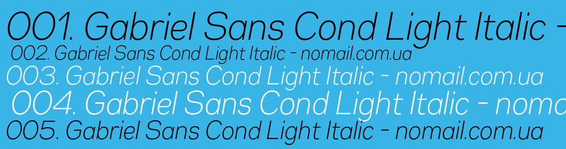 Шрифт Gabriel Sans Cond Light Italic