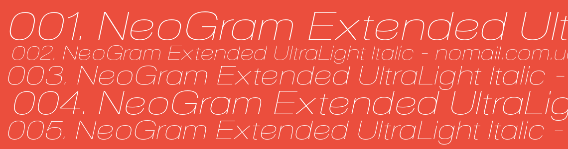 Шрифт NeoGram Extended UltraLight Italic