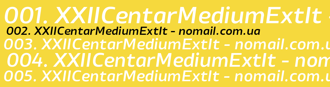 Шрифт XXIICentarMediumExtIt