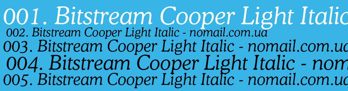 Шрифт Bitstream Cooper Light Italic