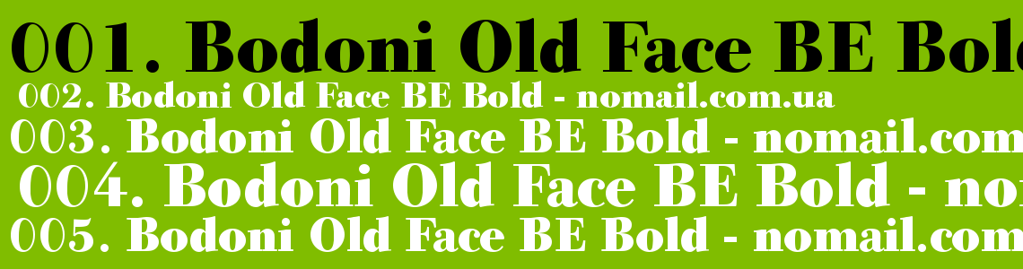 Шрифт Bodoni Old Face BE Bold