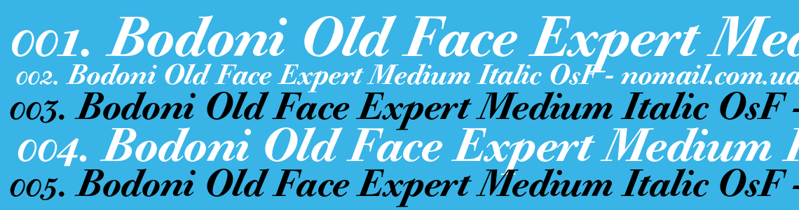 Шрифт Bodoni Old Face Expert Medium Italic OsF