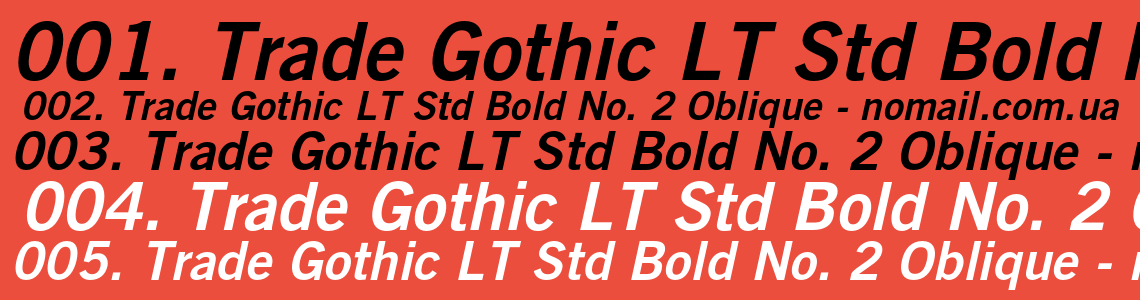 Шрифт Trade Gothic LT Std Bold No. 2 Oblique