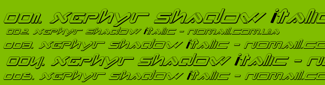 Шрифт Xephyr Shadow Italic