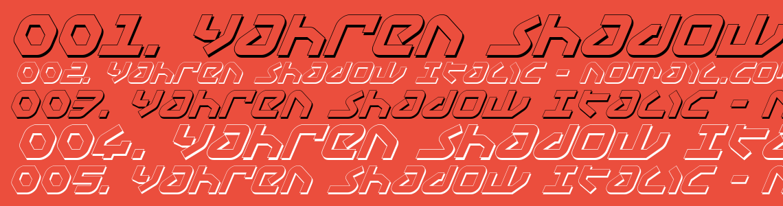 Шрифт Yahren Shadow Italic