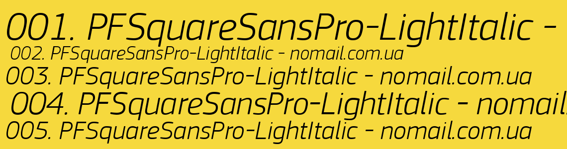 Шрифт PFSquareSansPro-LightItalic