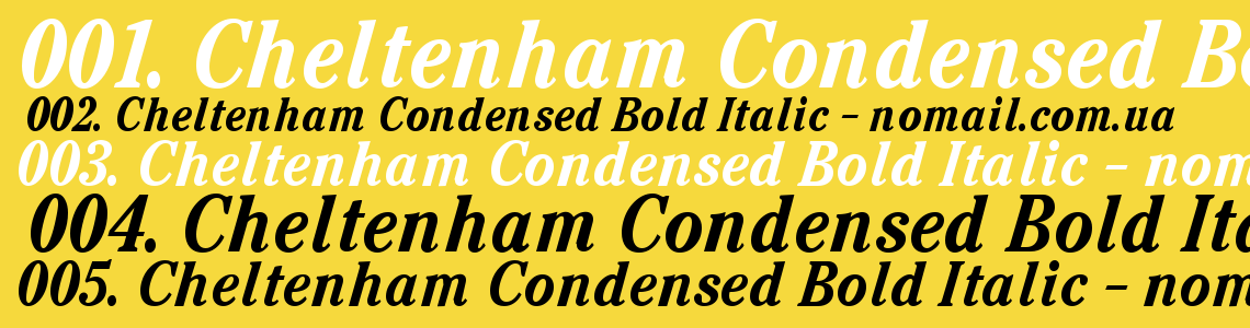 Шрифт Cheltenham Condensed Bold Italic