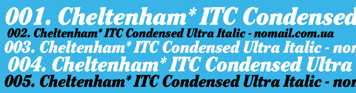 Шрифт Cheltenham* ITC Condensed Ultra Italic