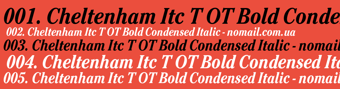 Шрифт Cheltenham Itc T OT Bold Condensed Italic