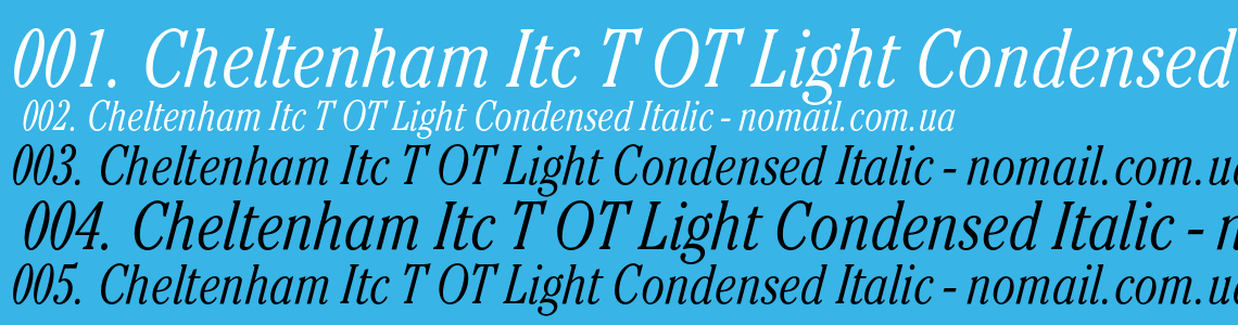 Шрифт Cheltenham Itc T OT Light Condensed Italic