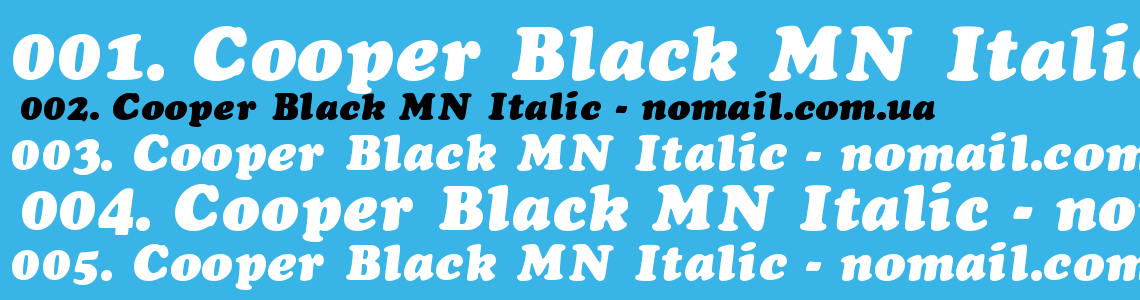 Шрифт Cooper Black MN Italic