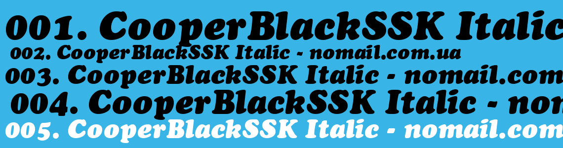 Шрифт CooperBlackSSK Italic