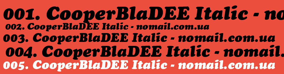 Шрифт CooperBlaDEE Italic