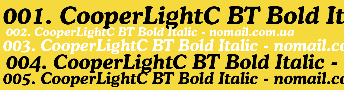 Шрифт CooperLightC BT Bold Italic