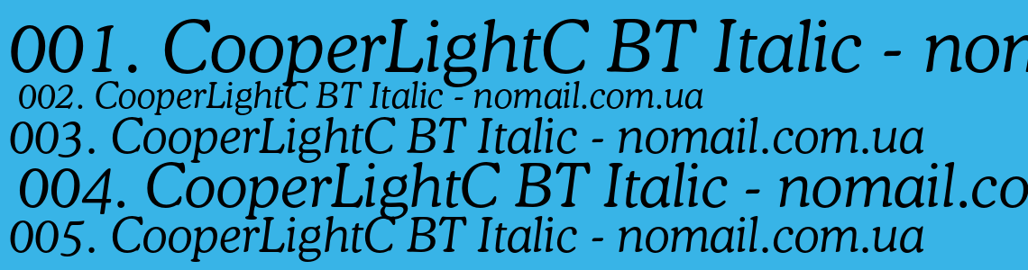 Шрифт CooperLightC BT Italic