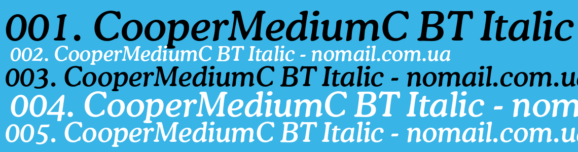 Шрифт CooperMediumC BT Italic