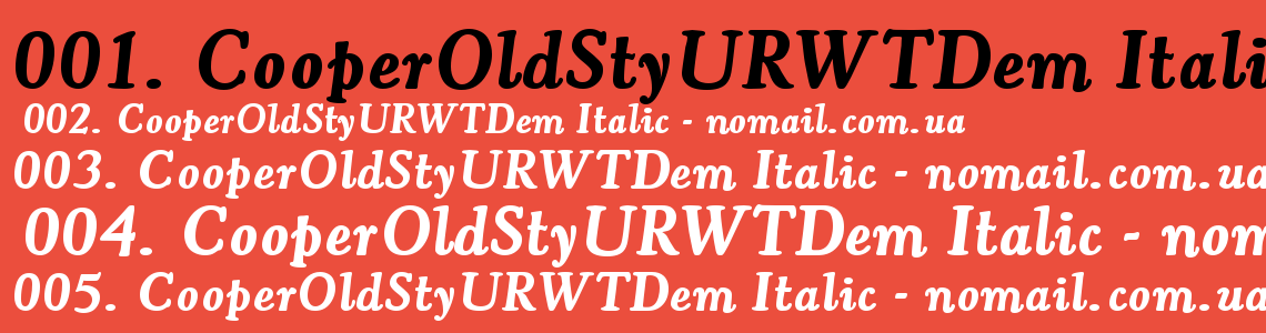 Шрифт CooperOldStyURWTDem Italic