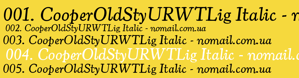 Шрифт CooperOldStyURWTLig Italic