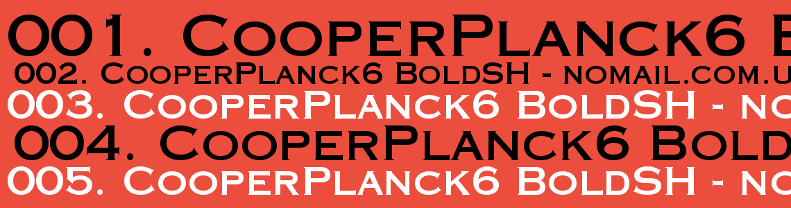 Шрифт CooperPlanck6 BoldSH